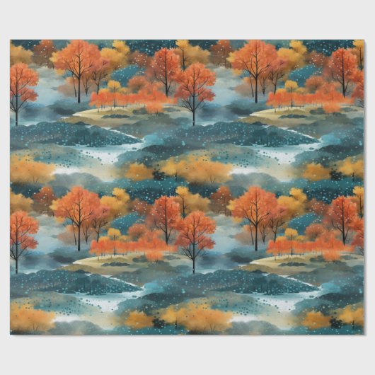 Herbstfallen Farbige Bäume Nr. 4 Geschenkpapier (Flach)