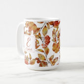 Herbstfallen Folien Blätter Monogramm Kaffee Tasse (Vorderseite Links)