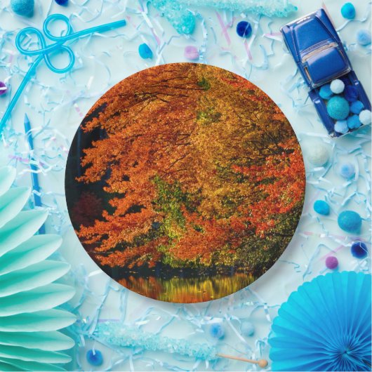 Herbstfallen Foto Farben Rustikale Hochzeit Pappteller (Party)