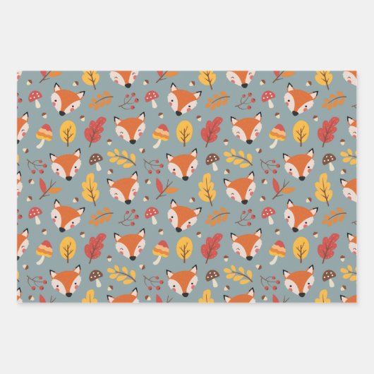 Herbstfallen Foxes Wrapping Paper Set Geschenkpapier Set (Vorderseite 3)