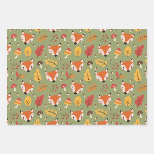 Herbstfallen Foxes Wrapping Paper Set Geschenkpapier Set (Vorderseite 2)