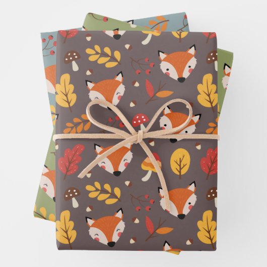 Herbstfallen Foxes Wrapping Paper Set Geschenkpapier Set (Beispiel)