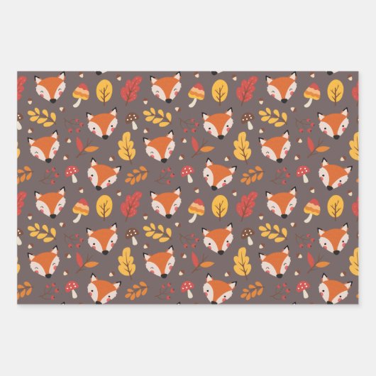 Herbstfallen Foxes Wrapping Paper Set Geschenkpapier Set (Vorderseite)