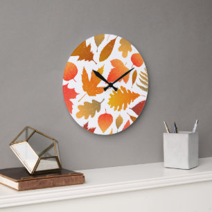 Herbstfallen - Gemütliches Leaf-Muster Große Wanduhr