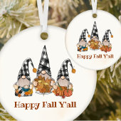Herbstfallen Gnomes Karierter Erntedank Ornament