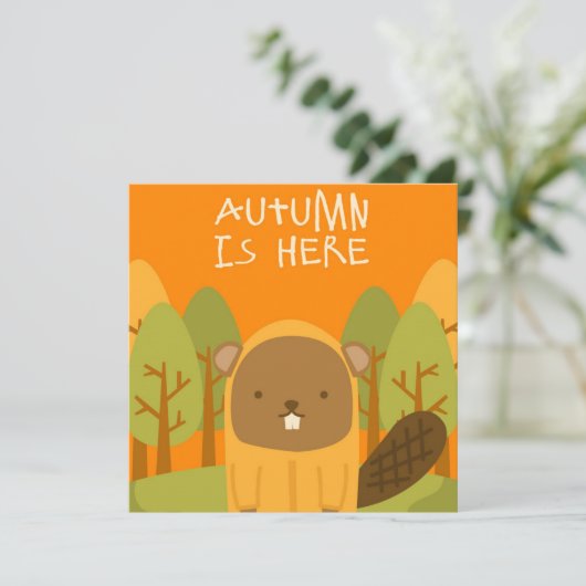 Herbstfallen Grußkarte (Stehend Vorderseite)