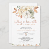 Herbstfallen in der Liebe Herbst Pumpkin Baby Dusc Einladung (Vorne/Hinten)