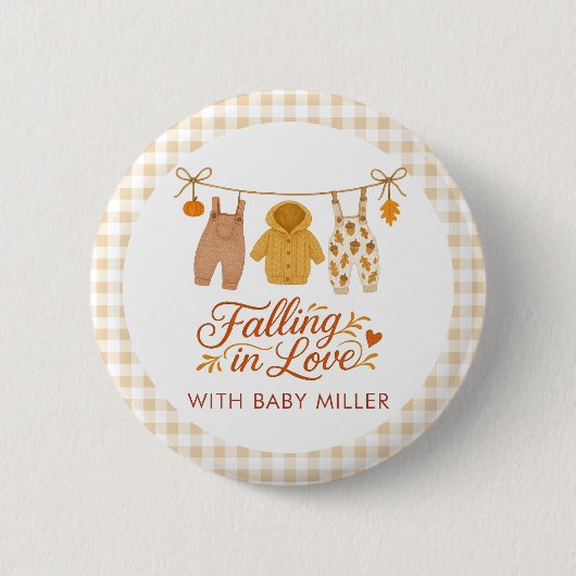 Herbstfallen in der Liebe Kinderkleidung Babydusch Button (Vorderseite)