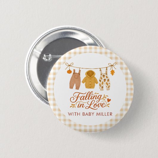 Herbstfallen in der Liebe Kinderkleidung Babydusch Button (Vorne & Hinten)