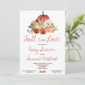 Herbstfallen in der Liebe, Kürbisblütendusche Einladung (Stehend Vorderseite)