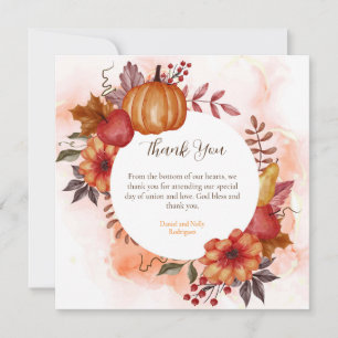 Herbstfallen in der Liebe Pumpkin Hochzeit Verlobu Dankeskarte