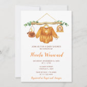 Herbstfallen Kleidung Linie Girl Babydusche Einladung (Vorderseite)