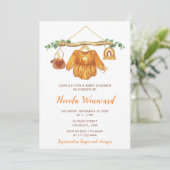 Herbstfallen Kleidung Linie Girl Babydusche Einladung (Stehend Vorderseite)