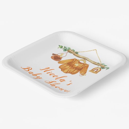 Herbstfallen Kleidung Linie Girl Babydusche Pappteller (Gewinkelt)