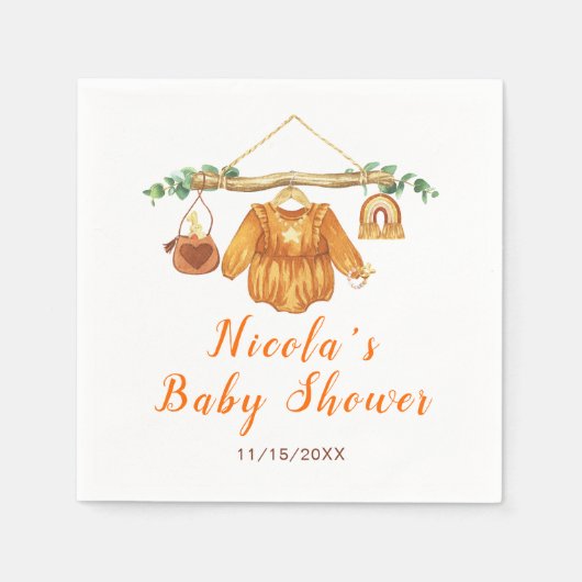 Herbstfallen Kleidung Linie Girl Babydusche Serviette (Vorderseite)