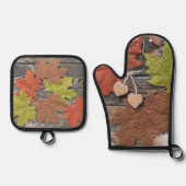 Herbstfallen Ofenhandschuh & Topflappen-Set (Vorderseite)