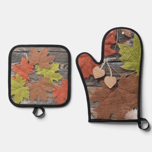 Herbstfallen Ofenhandschuh & Topflappen-Set (Vorderseite)