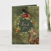 Herbstfallen Owl Raven Woodland Dankeschön Karte