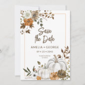 Herbstfallen Pumpkin Blumenrahmen Einladung (Vorderseite)