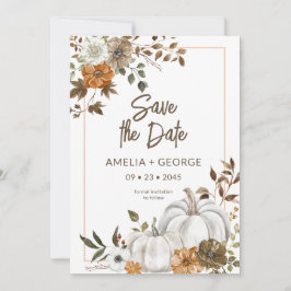 Herbstfallen Pumpkin Blumenrahmen Einladung