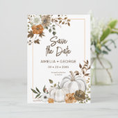 Herbstfallen Pumpkin Blumenrahmen Einladung (Stehend Vorderseite)