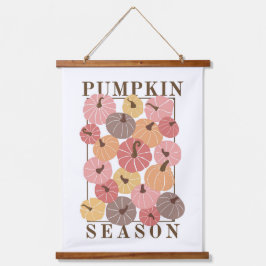 Herbstfallen Pumpkin farbenfrohe Hängebänder Wandteppich Mit Holzrahmen