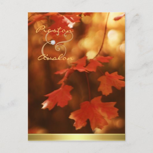 Herbstfallen Save the Date Postkarte (Vorderseite)