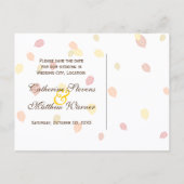 Herbstfallende Blätter beim Hochzeitsfeiern speich Ankündigungspostkarte (Rückseite)