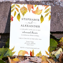 Herbstfallende Blätter Hochzeitsessen Probe Einladung