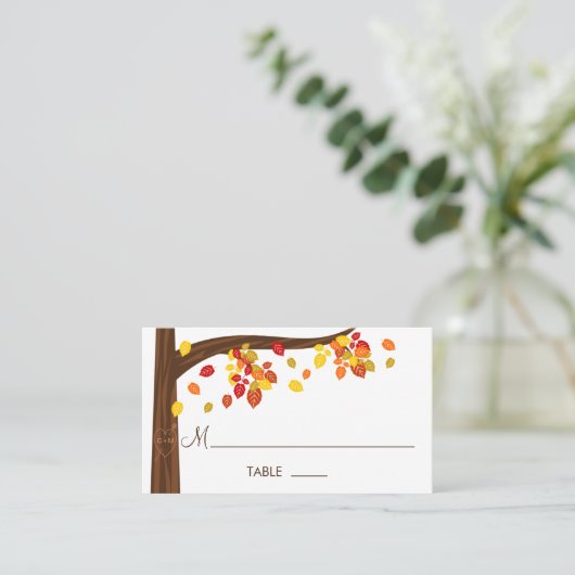 Herbstfallende Blätter Platzkarten (Stehend Vorderseite)
