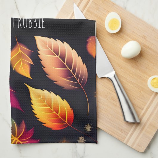 Herbstfallendes Blätter glänzendes Regenbogenmuste Geschirrtuch (Viertel Falte)