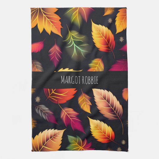 Herbstfallendes Blätter glänzendes Regenbogenmuste Geschirrtuch (Vertikal)