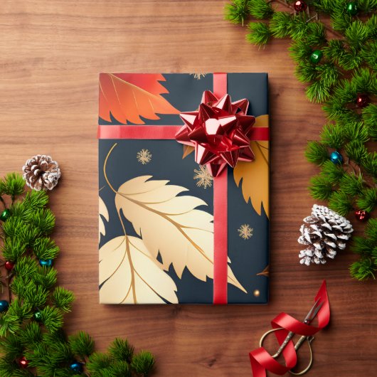 Herbstfallendes Blätter Orange Retro Muster Geschenkpapier (Feiertagsgeschenk)