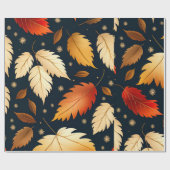 Herbstfallendes Blätter Orange Retro Muster Geschenkpapier (Flach)
