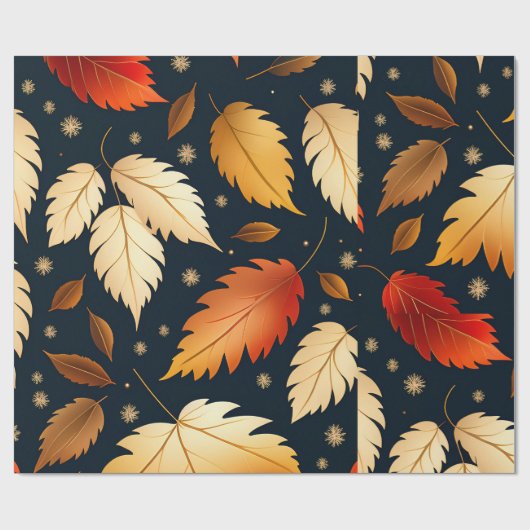 Herbstfallendes Blätter Orange Retro Muster Geschenkpapier (Flach)