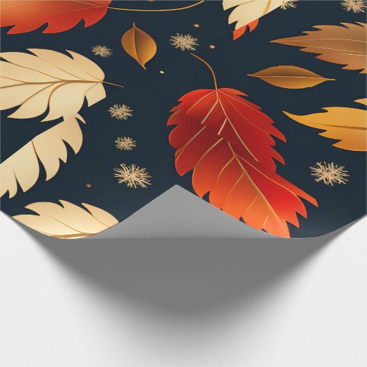 Herbstfallendes Blätter Orange Retro Muster Geschenkpapier (Ecke)
