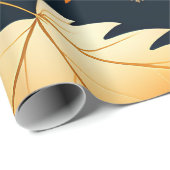 Herbstfallendes Blätter Orange Retro Muster Geschenkpapier (Rolleneckpunkt)