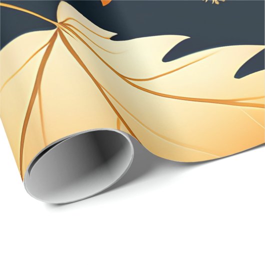 Herbstfallendes Blätter Orange Retro Muster Geschenkpapier (Rolleneckpunkt)