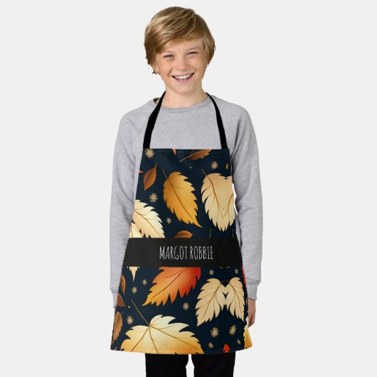 Herbstfallendes Blätter Orange Retro Muster Schürze (Getragen)