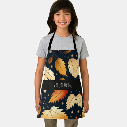 Herbstfallendes Blätter Orange Retro Muster Schürze (Insitu)