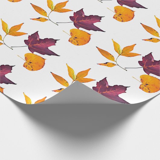 Herbstfallfarbene Blätter Geschenkpapier (Ecke)
