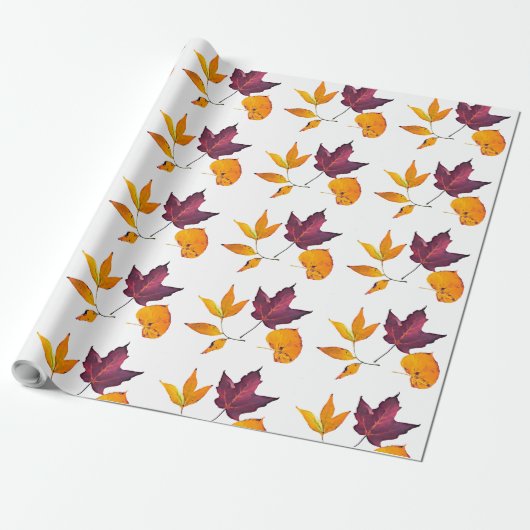 Herbstfallfarbene Blätter Geschenkpapier (Ungerollt)