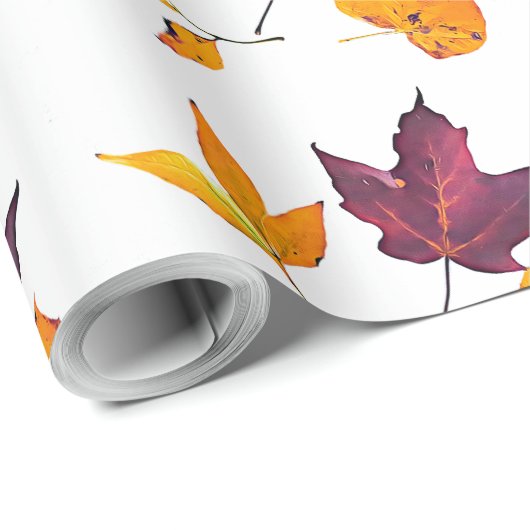 Herbstfallfarbene Blätter Geschenkpapier (Rolleneckpunkt)