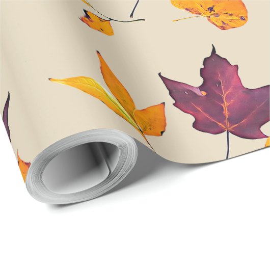 Herbstfallfarbene Blätter Geschenkpapier (Rolleneckpunkt)