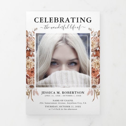 Herbstfallfeierprogramm Dreifach Gefaltete Einladung (Cover)