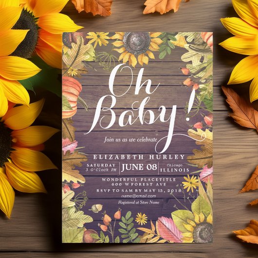 Herbstfallkarte Blätter Pumpkin Baby Duschkarten Einladung