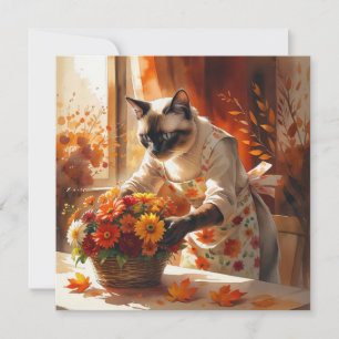 Herbstfallkatzen-Florist arrangiert Blume