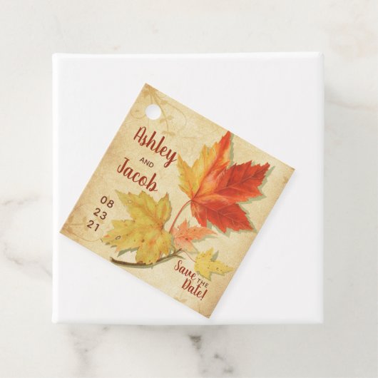 Herbstfallmaple-Blätter Hochzeiten speichern das D Geschenkanhänger (Beispiel)