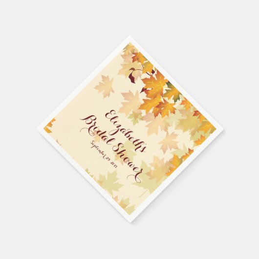 Herbstfallmaple-Blätter Hochzeitsszenario-Brautpar Serviette (Ecke)