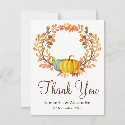 Herbstfallmaple-Blätter Pumpkin Danke-Karte (Vorderseite)